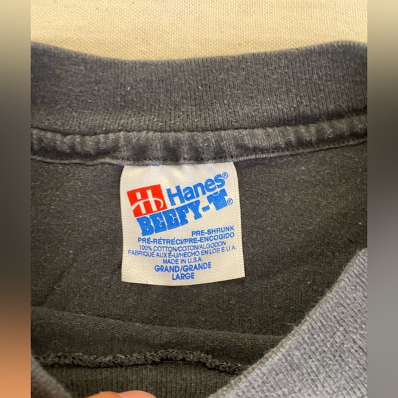 Vintage Hanes Beefy Tee 1993 Rhemawear Black Graphic Novelty Religious Shirt L - Picture 3 of 6